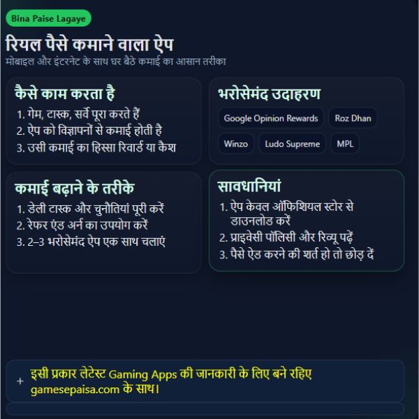 रियल पैसे कमाने वाला ऐप Bina Paise Lagaye घर बैठे कमाई का नया तरीका (2) रियल पैसे कमाने वाला ऐप Bina Paise Lagaye घर बैठे कमाई का नया तरीका