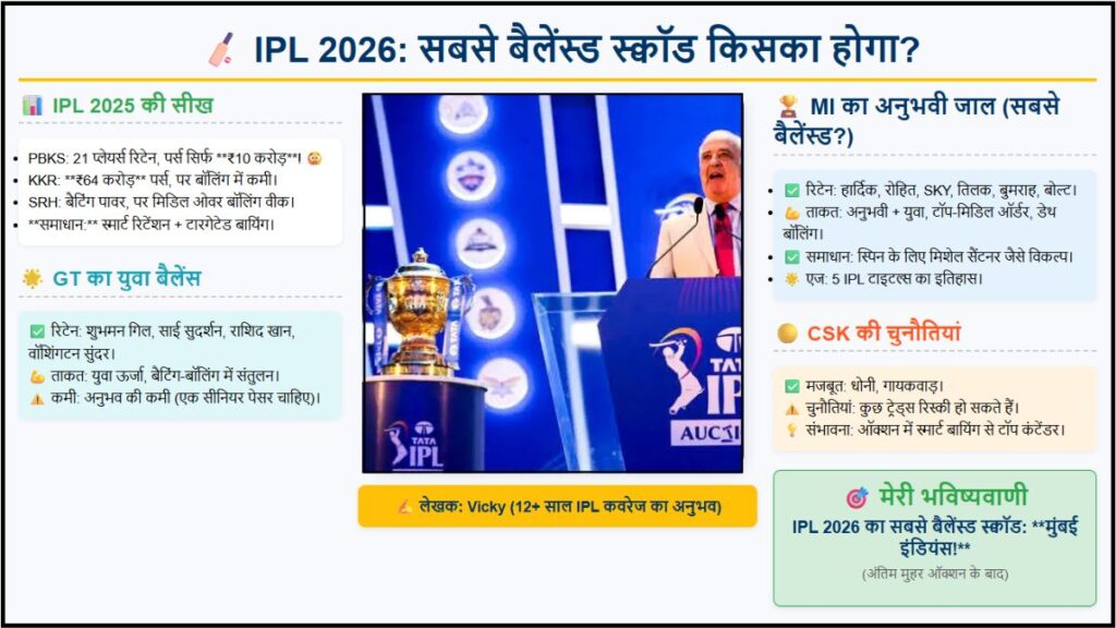 IPL 2026 का सबसे बैलेंस्ड स्क्वॉड किसका होगा