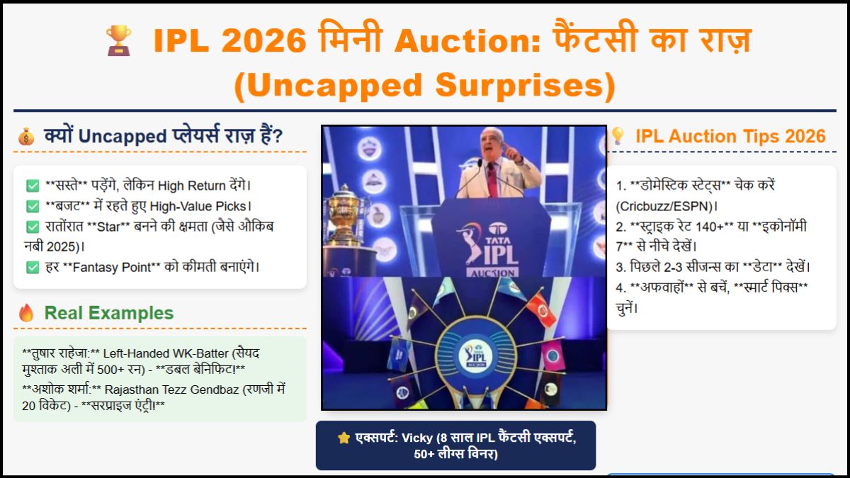 IPL 2026 मिनी Auction सरप्राइज अनकैप्ड प्लेयर्स क्यों हैं फैंटसी का राज़