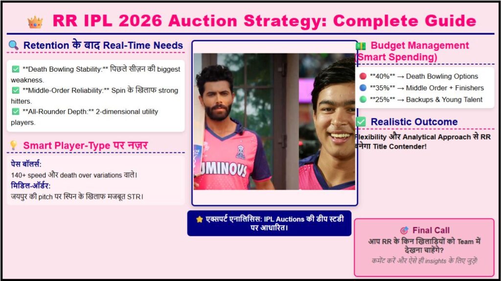 RR IPL 2026 Auction Strategy Successful Retention के बाद Complete Guide RR IPL 2026 Auction Strategy Successful Retention के बाद Complete Guide