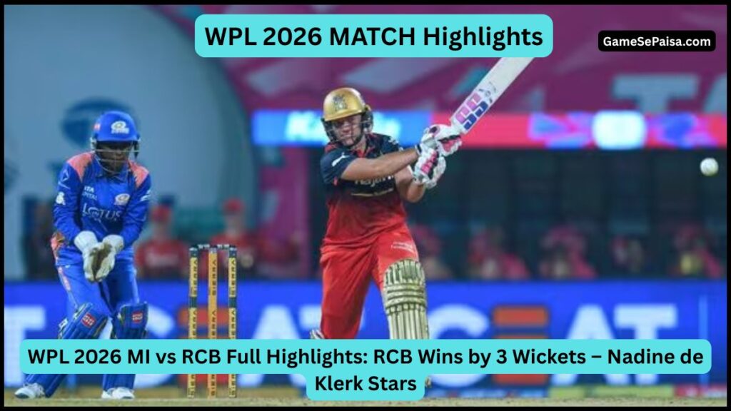 WPL 2026 MI vs RCB Full Highlights RCB Wins by 3 Wickets – Nadine de Klerk Stars