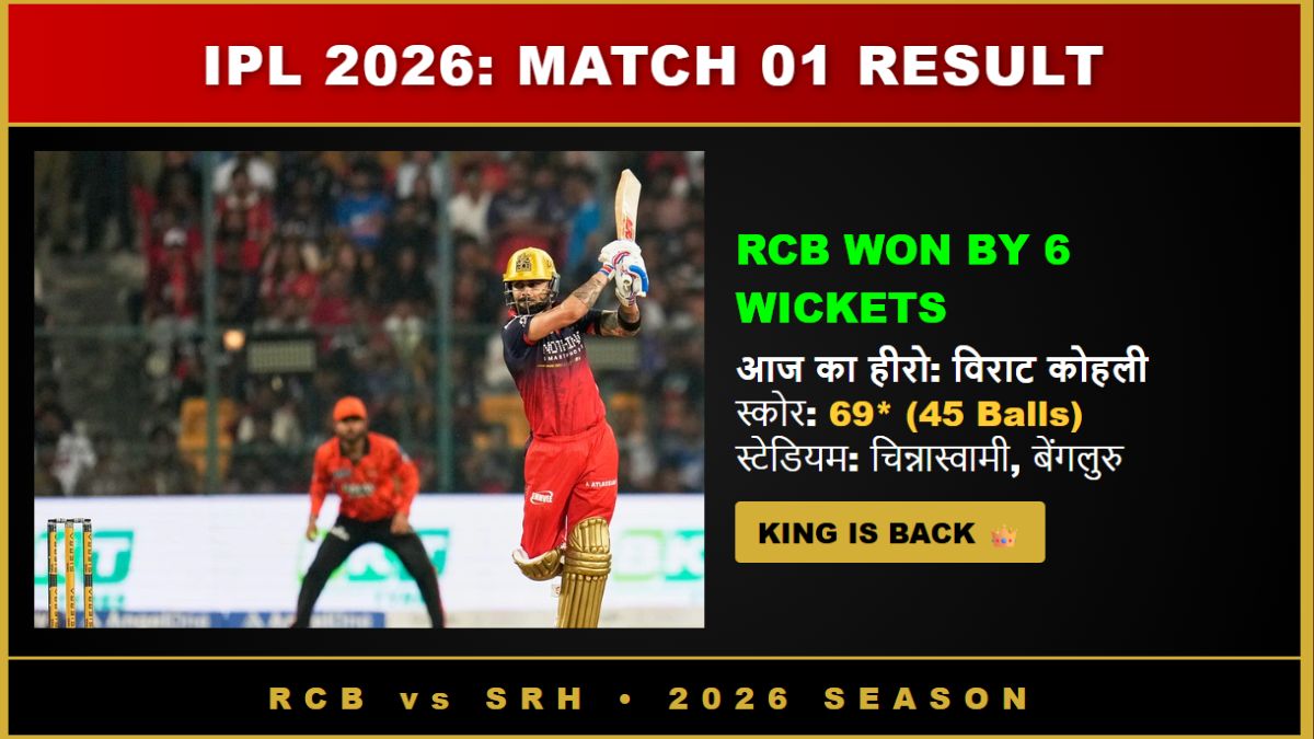 RCB vs SRH Match Result 2026