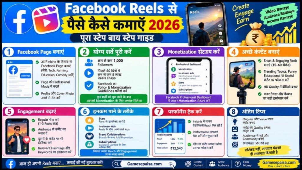 Facebook Reels से पैसे कैसे कमाएँ 2026 – पूरा स्टेप बाय स्टेप गाइड